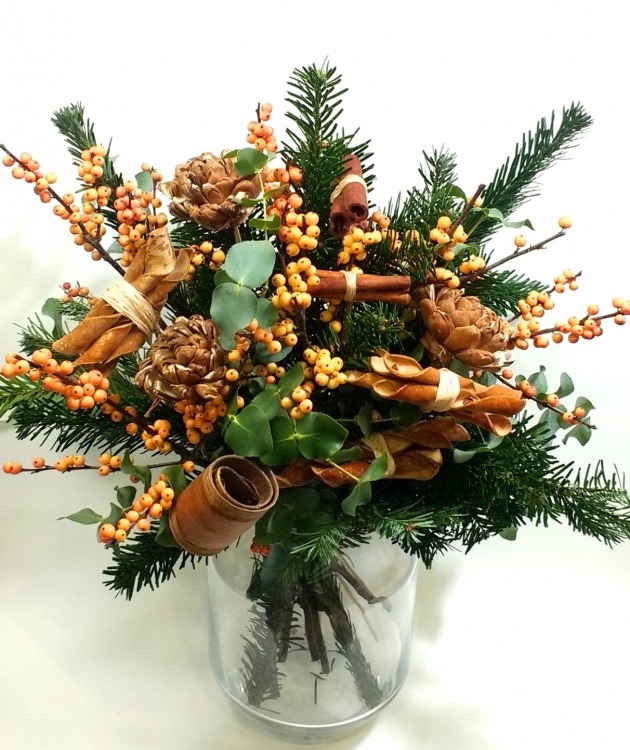 Fleurs à Lisbonne - Bouquet d'épicéa Dorée et Marron (1)