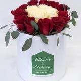 Tall Box of Red and White Roses (2)
