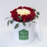 Tall Box of Red and White Roses (1)