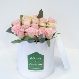 Tall Box of Pink Roses and Eucalyptus   (1)