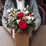 Box of Red Roses and Eucalyptus (4)