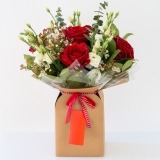 Box of Red Roses and Eucalyptus (1)