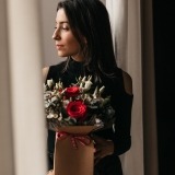 Box of Red Roses and Eucalyptus (10)