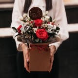 Box of Red Roses and Eucalyptus (7)