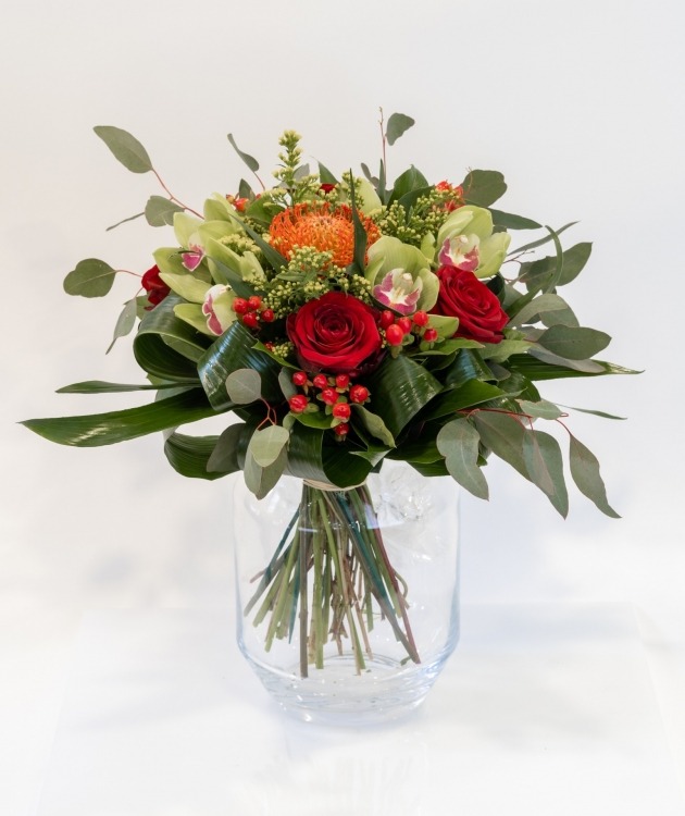 Fleurs à Lisbonne - Ramo de Rosas Vermelhas e Orquídeas Verdes 2