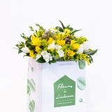 Blumenstrauß aus gelben und weißen Freesien (1)