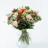 Bouquet of Orange Roses and Red Hypericum  (5)