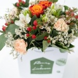 Bouquet of Orange Roses and Red Hypericum  (4)