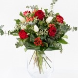 Bouquet of Red Roses and White Tulips (2)