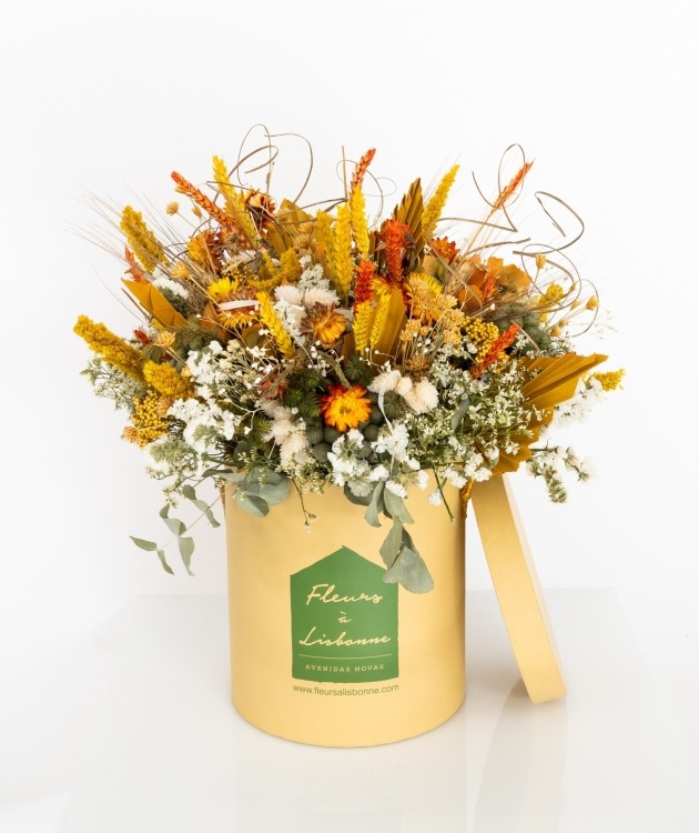 Fleurs à Lisbonne - Caixa de Flores Secas Laranjas Premium (1)