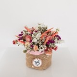 Pink Dried Flowers in a Decorative Basket (1)